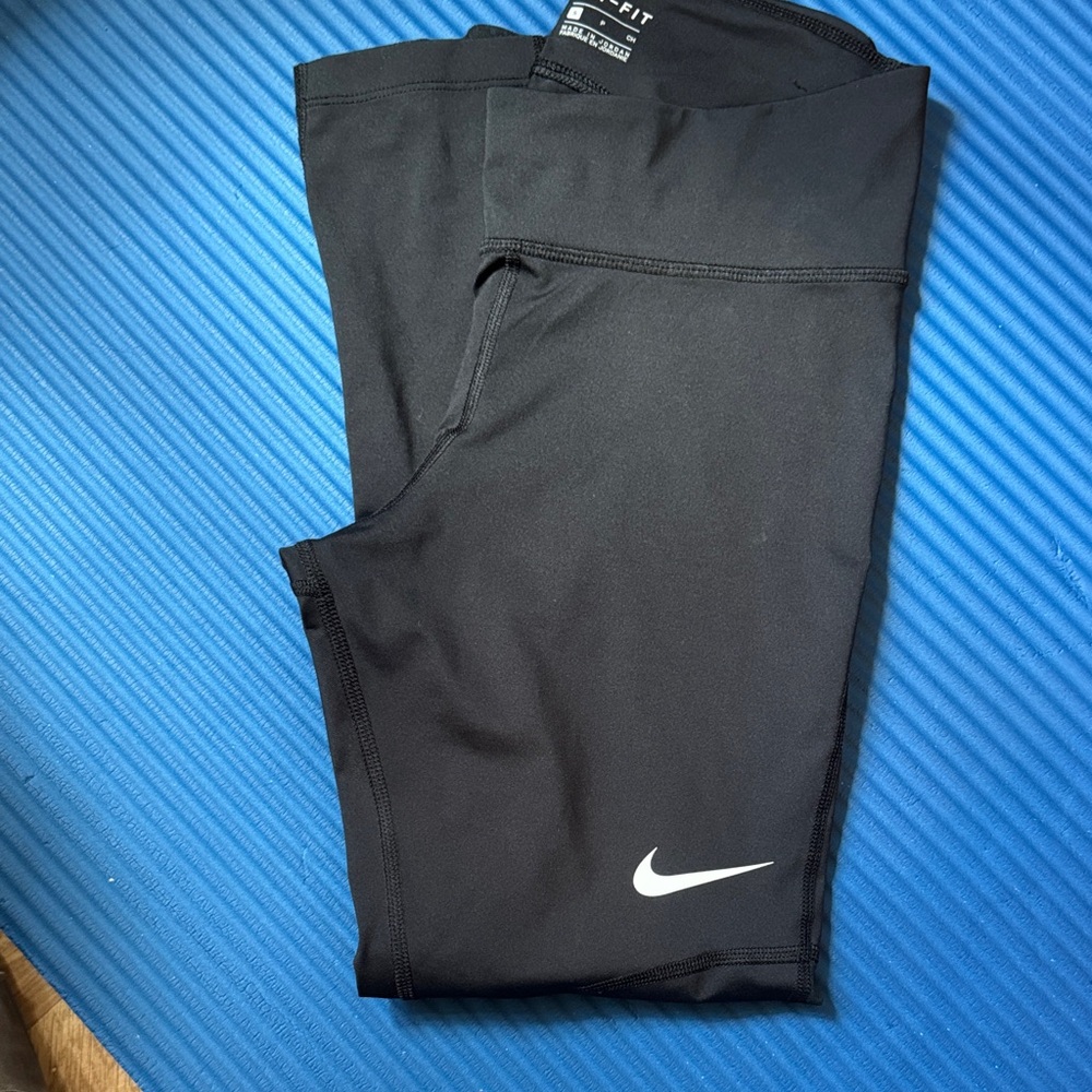 Nike Black Kids Dri-FIT Leggings with White Swoosh